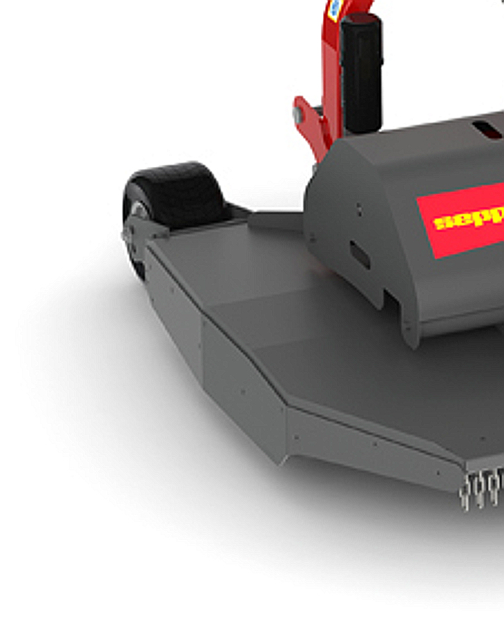 APPLE vario - Wird die Arbeitsbreite verändert, werden auch die vorderen Stützräder automatisch verstellt. Räder wahlweise aus Metall (Standard) oder Gummi (Option) erhältlich