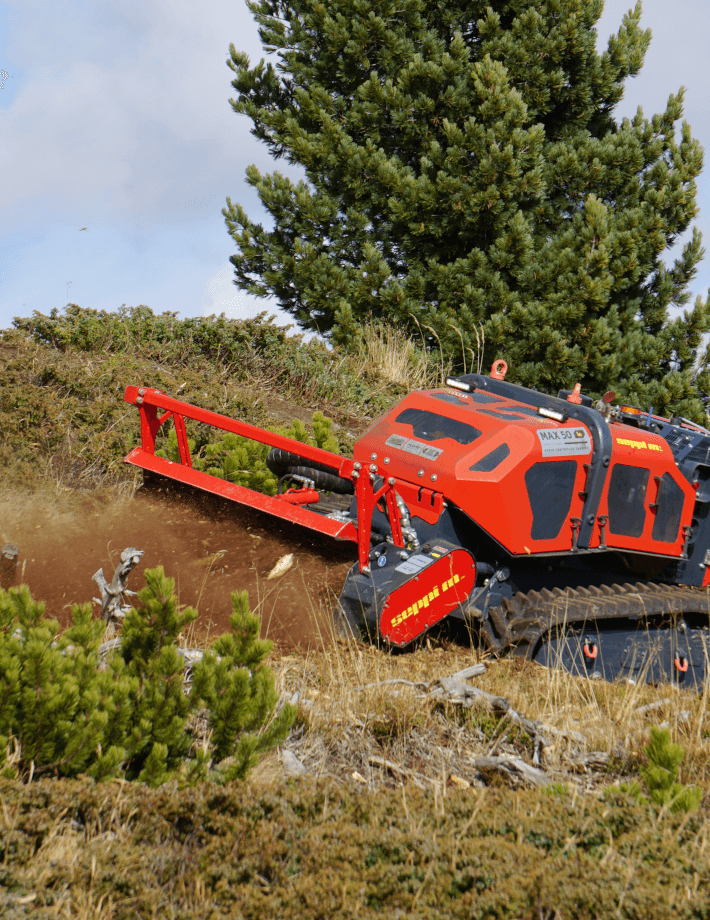 MAX 50 le - Mit dem leistungsstarken MICROFORST rc wird Holzmaterial bis zu 15 cm Durchmesser zerkleinert. Perfekt für Forstpflege, Rückegassen und Rekultivierungsarbeiten.