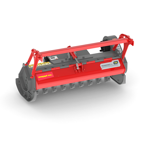 MICROFORST rc - Eine Universalschnittstelle ermöglicht die Anpassung an unterschiedliche Trägerfahrzeuge. Darüber hinaus sind verschiedene Anbauplatten für bekannte Funkraupen wie HYMACH, MDB, ENERGREEN, CANYCOM oder MC CONNEL verfügbar.