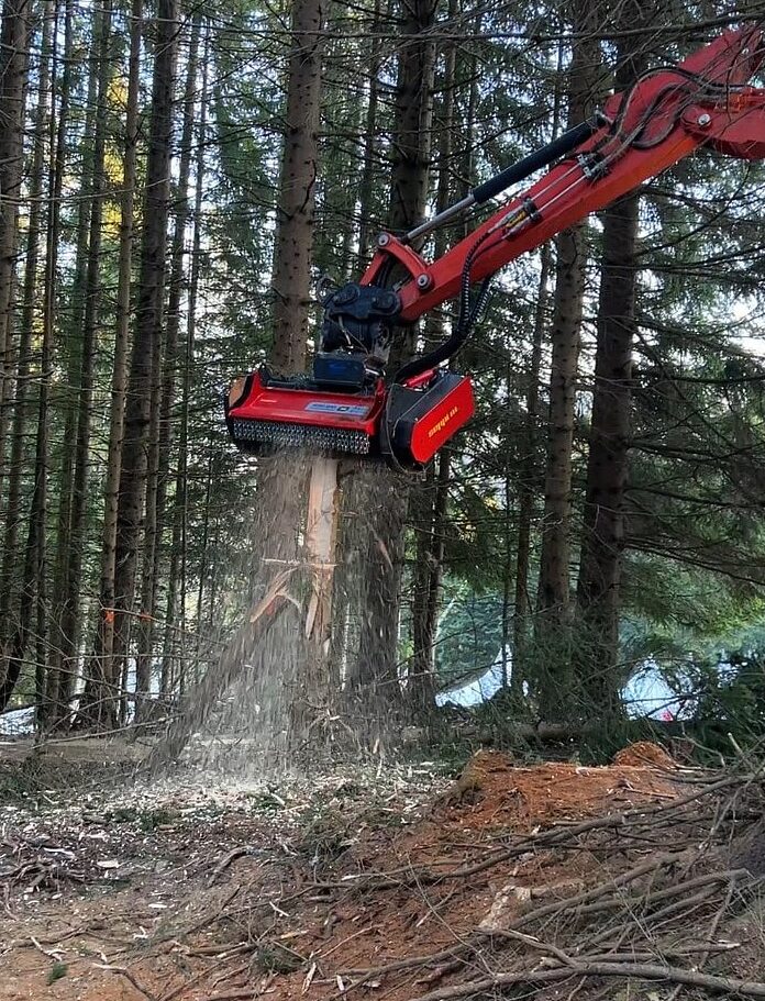 MINI-BMS ist ein leistungsstarker Forstmulcher, der speziell für den Baggeranbau von Maschinen mit einem Gewicht von 5 bis 10 Tonnen entwickelt wurde mit robusten Bauweise und einem leichten Gewicht.