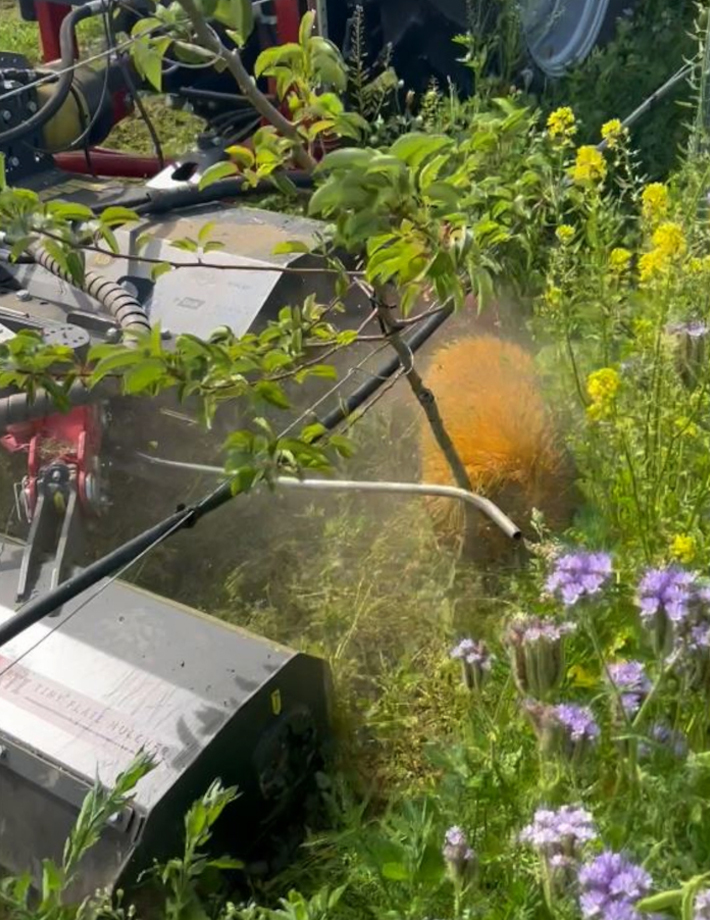 XTI mit SOFT TOUCH - Hochsensibler hydraulischer Taster, der die Pflanzen entlang einer Reihe in Obstplantagen oder Weinbergen abtastet.
